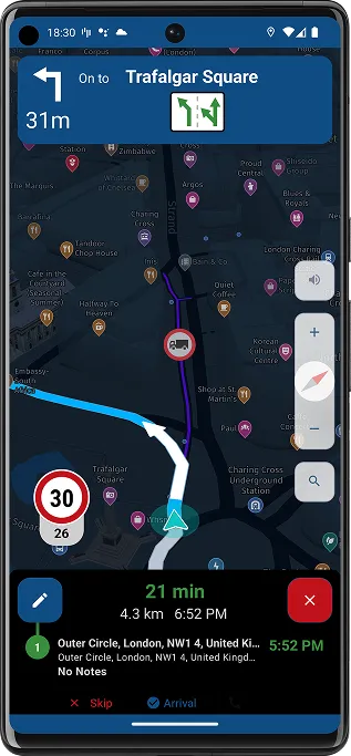 Summi EV truck navigation on a phone