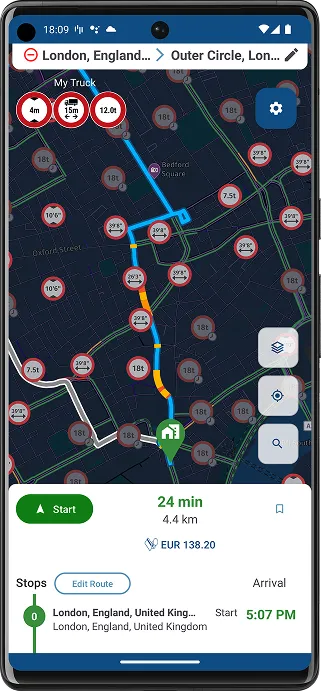 Summi EV truck navigation on a phone