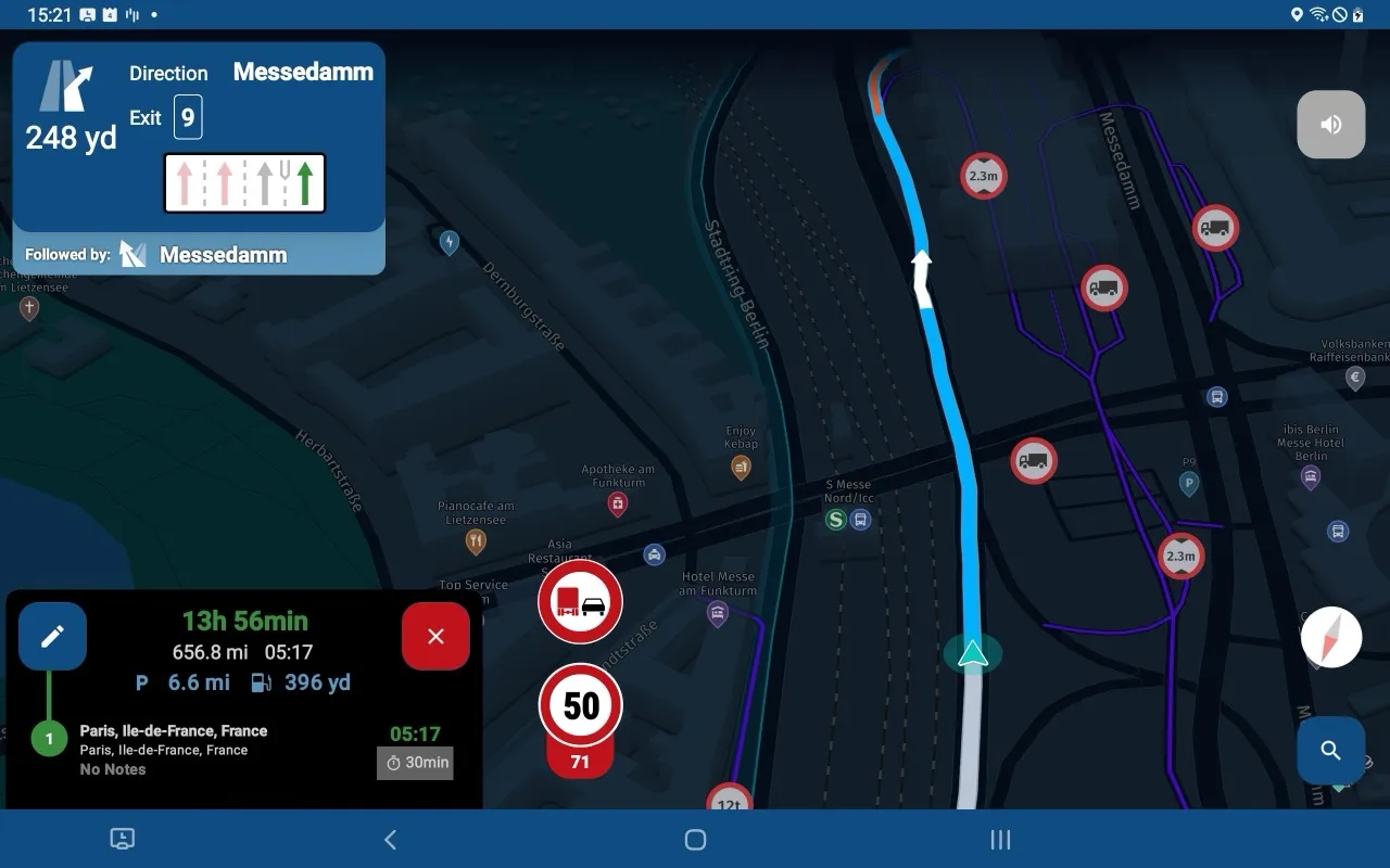 Summi EV truck navigation running on a tablet