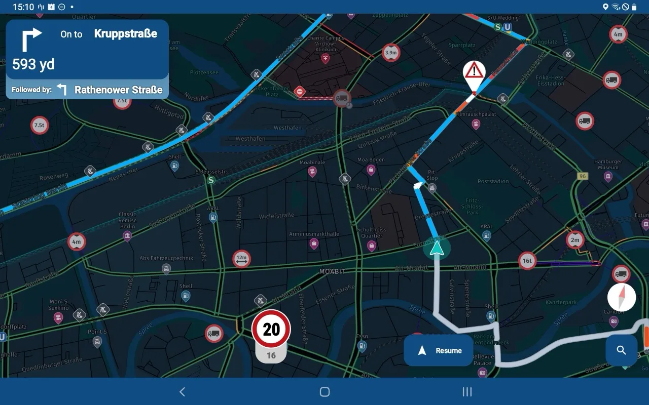 Summi EV truck navigation running on a tablet