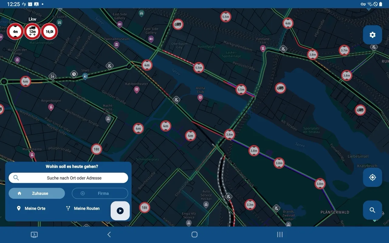 Summi EV truck navigation running on a tablet